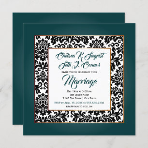 Invitation Vert Turquoise foncé, blanc et noir