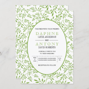Invitation Vert vert feuille motif mariage
