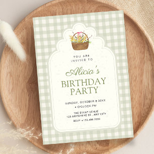 Invitation Vert vintage doux d'anniversaire