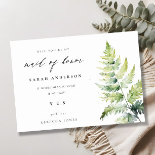 Invitation Verte Aquarelle Fern Foliage Maid Of Honor