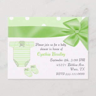 Invitation verte de baby shower