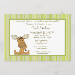 invitation verte de baby shower d'orignaux de la