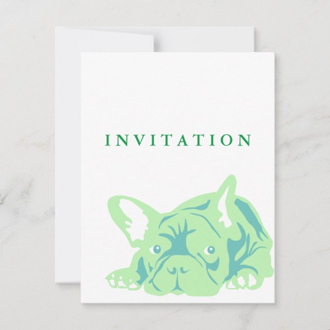 Invitation verte de Bulldog français (Devant)