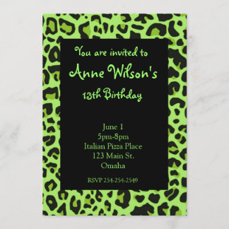 Invitation verte de filles d'impression de Jaguar