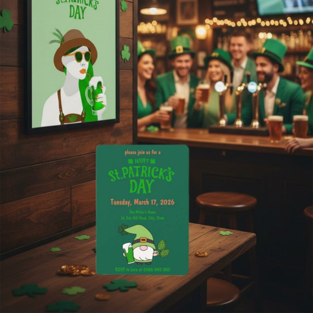Invitation verte de gnome pour la Saint-Patrick (Créateur téléchargé)