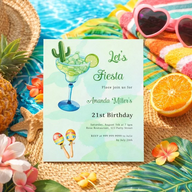 Invitation verte de style mexicain pour fête d'ann (Créateur téléchargé)