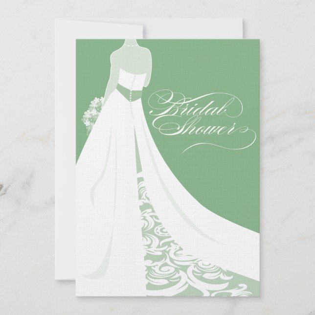 Invitation verte élégante de Fête de la mariée (Devant)