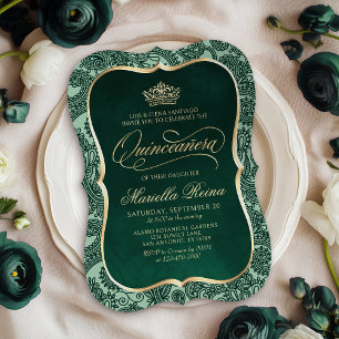 Invitation Verte Gold Quinceañera