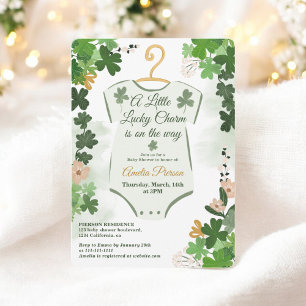 Invitation Verte Lucky Clover St. Patrick’s Day Baby shower