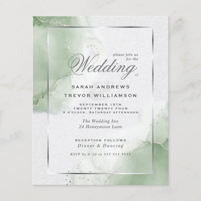 Invitation Verte Mariage Gold Muted Sage (Devant)