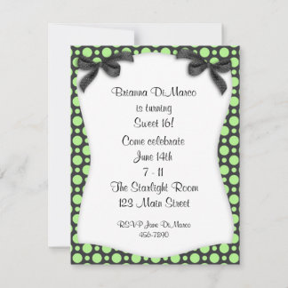 Invitation verte noire de point de polka