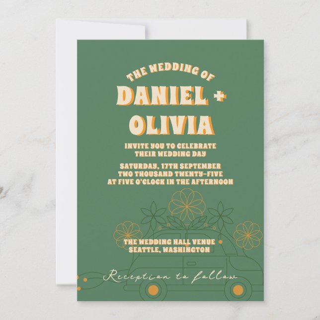 Invitation Verte Vosvos Minimum Mariage Qr Code En (Devant)