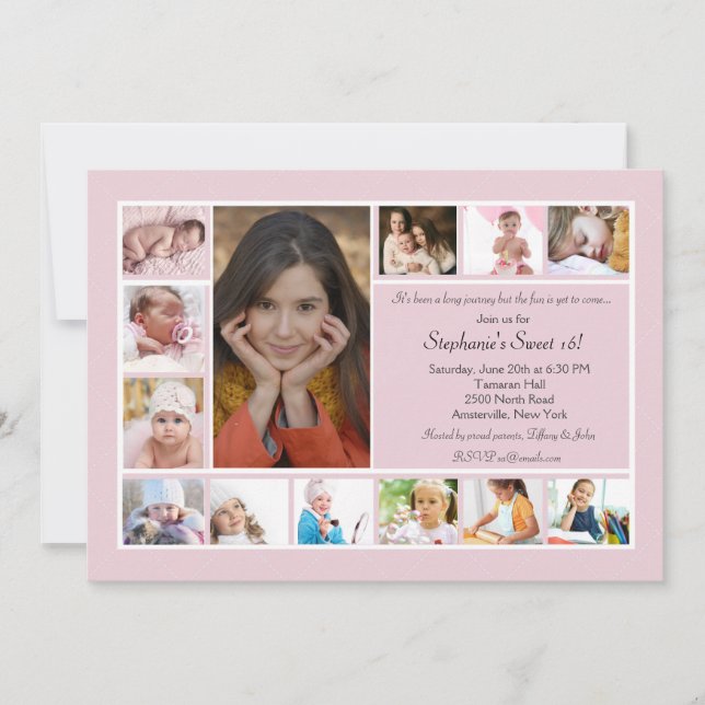 Invitation verticale de photo de collage de 13 (Devant)