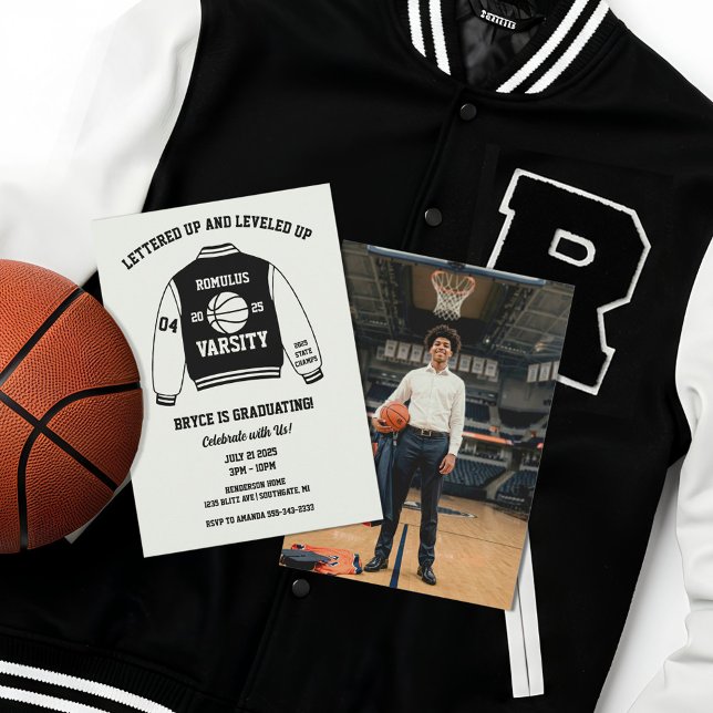 Invitation Veste de basketball universitaire Fête de remise d (Basketball Graduation Party Invitations)