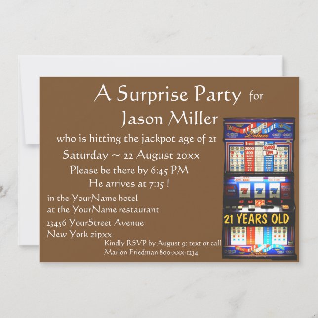 Invitation Veste de machine à sous 21e anniversaire (Devant)