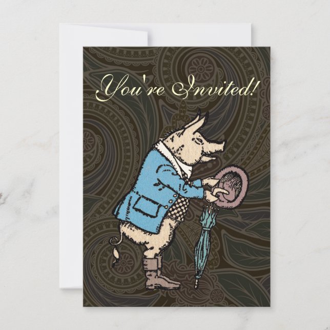 Invitation Veste de porc Piggy mignonne Formelle Antique (Devant)