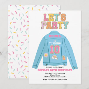 Invitation Veste en jean Preppy Patch 10E anniversaire