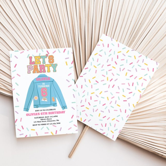 Invitation Veste en jean Preppy Patch 6E Anniversaire (Créateur téléchargé)