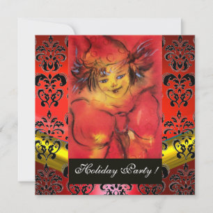 Invitation VÊTEMENT AVEC BOW ROUGE OR NOIR DAMASK MONOGRAM Ru