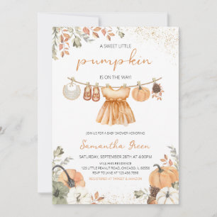 Invitation Vêtements d'automne Petit Baby shower Citrouille