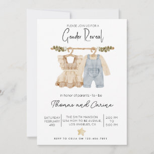 Invitation Vêtements de Bébé Anciens Révélation du Sexe