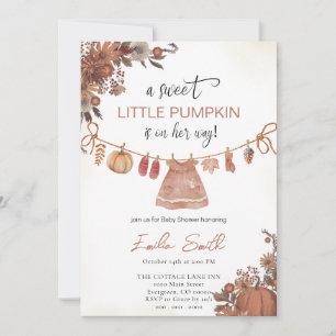 Invitation Vêtements de bébé Citrouille Fille Baby Shower