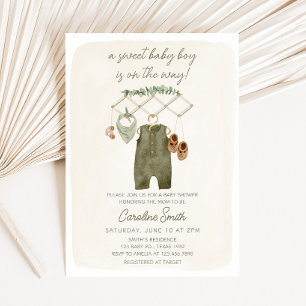 Invitation Vêtements de bébé garçon Boho Baby Shower