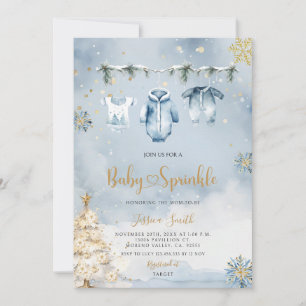 Invitation Vêtements de bébé garçon de Noël bleu Baby Sprinkl