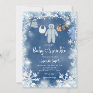 Invitation Vêtements de bébé garçon flocon de neige bleu pous