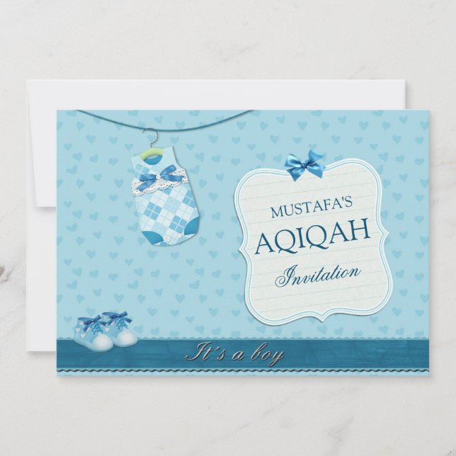 Invitation Vêtements de bébé mignons pour bébé garçon Aqiqah (Devant)