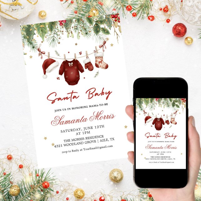 Invitation Vêtements de bébé pour le Père Noël, Linge de bébé (Créateur téléchargé)