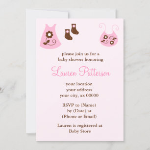 Invitation Vêtements de bébé rose Baby shower fille