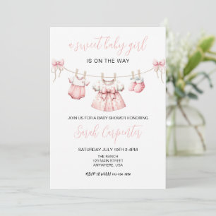 Invitation Vêtements de bébé rose Baby shower fille