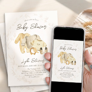 Invitation Vêtements de bébé sucrés et neutres pour la fête d