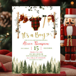 Invitation Vêtements de bûcheron d'hiver Garçon Baby Shower