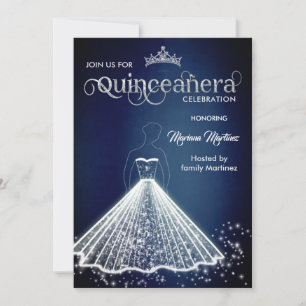 Invitation Vêtements de luxe bleu marine adorable pétillant Q