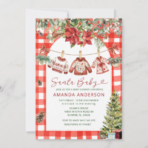 Invitation Vêtements de Noël pour bébé Gingham Baby Shower