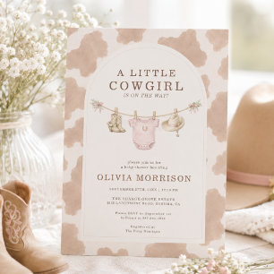 Invitation Vêtements de petite cowgirl sur un fil à linge - I