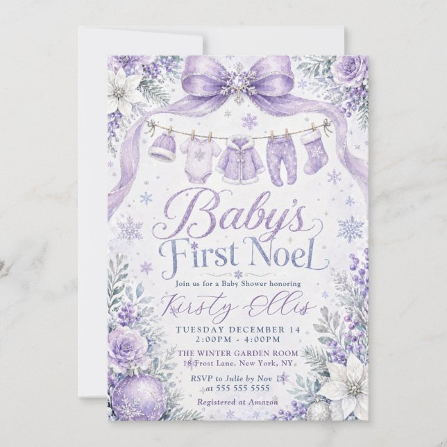 Invitation Vêtements de premier Noël de bébé Linge de maison  (Devant)