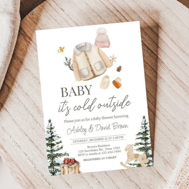 Invitation Vêtements d'hiver Il fait froid dehors du Baby sho (Baby It's Cold Outside Winter Clothes Baby Shower Invitation
)
