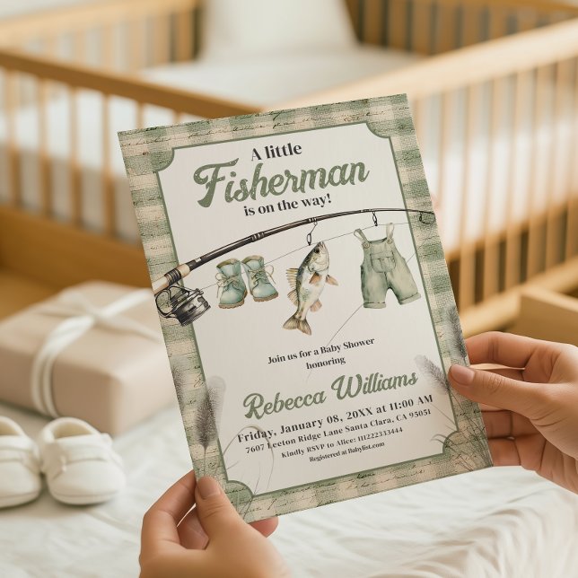 Invitation Vêtements Gingham de Pêcheur Corde à Linge Fête Pr (Créateur téléchargé)