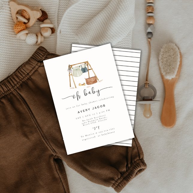 Invitation Vêtements minimalistes de Baby shower Boho neutres (Gender Neutral Minimalist Boho Baby Shower Clothes Invitation)