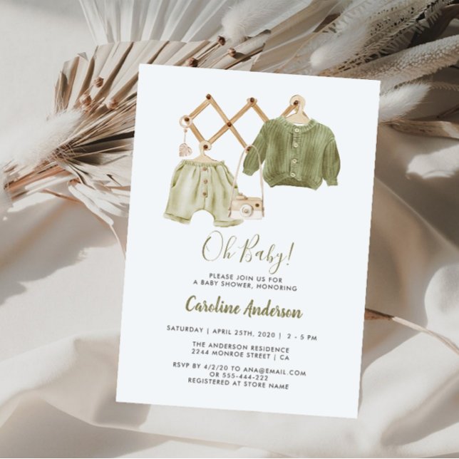 Invitation Vêtements neutres boho Baby Shower (Créateur téléchargé)