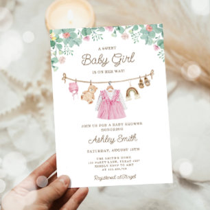 Invitation Vêtements pour bébé ligne de linge Boho Baby showe
