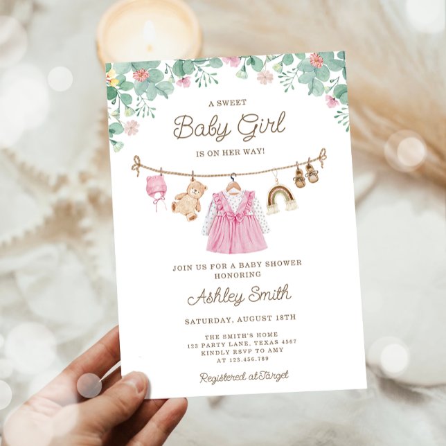 Invitation Vêtements pour bébé ligne de linge Boho Baby showe (Créateur téléchargé)