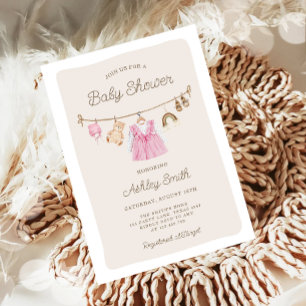 Invitation Vêtements pour bébé ligne de linge Boho Baby showe