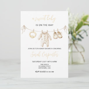 Invitation Vêtements pour bébés Baby shower neutre selon le s