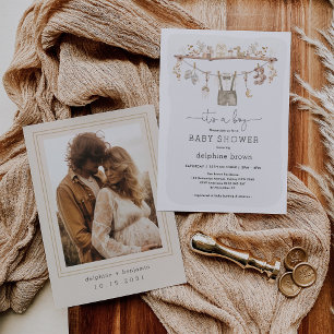 Invitation Vêtements pour bébés Boho Baby shower tonique neut