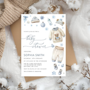 Invitation Vêtements pour bébés d'hiver Baby shower garçon