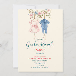 Invitation Vêtements roses et bleus Fête de la Révélation de